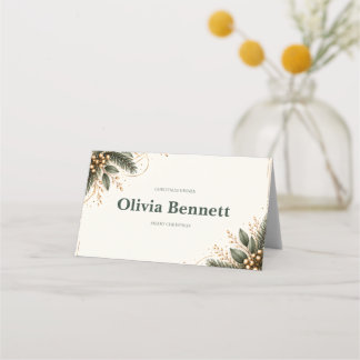 Elegant Evergreen Gold Christmas Place Card