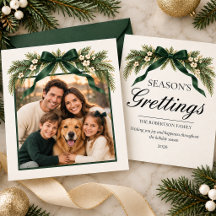 Elegant Evergreen Photo Season's Greetings Card