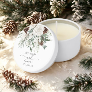 Elegant evergreen wedding modern mini candle favors