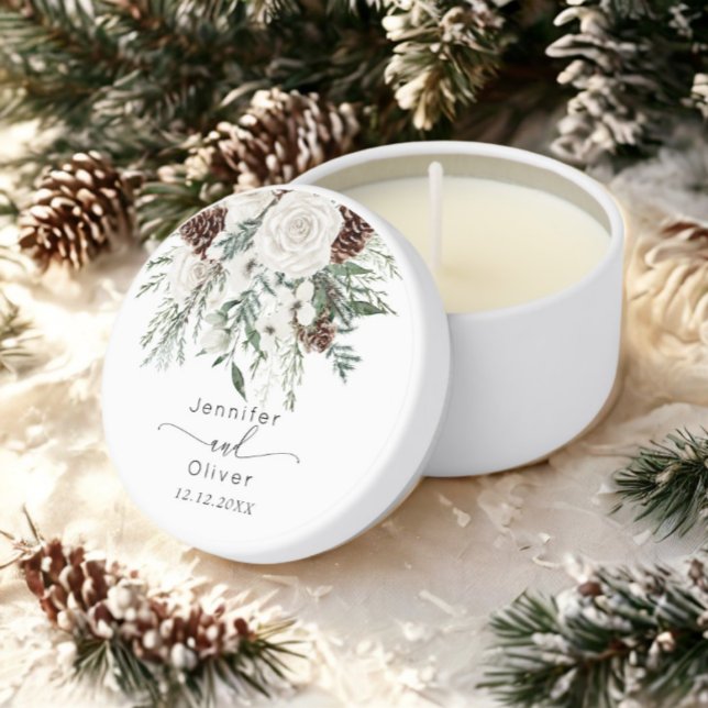 Elegant evergreen wedding modern mini candle favors (Creator Uploaded)