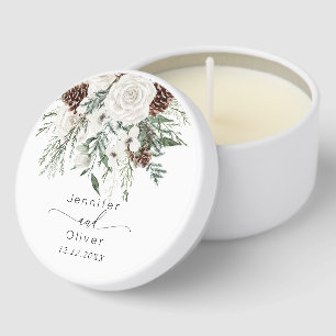 Elegant evergreen wedding modern mini candle favors