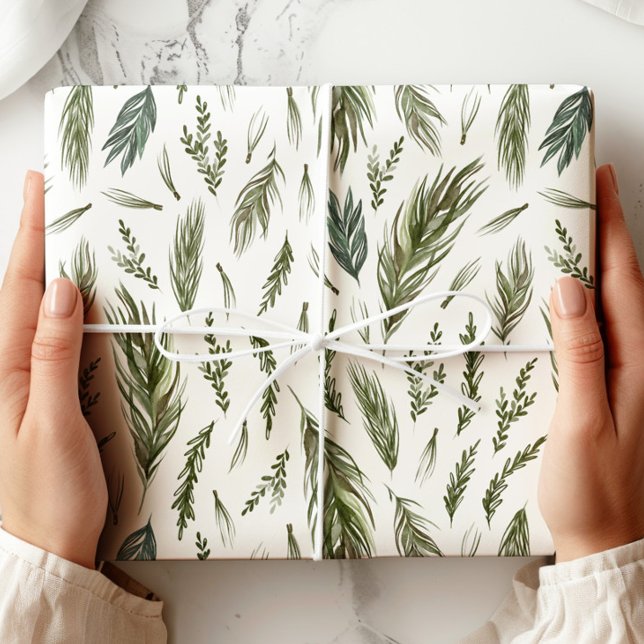 Elegant Evergreen Winter Botanical Wrapping Paper (Creator Uploaded)
