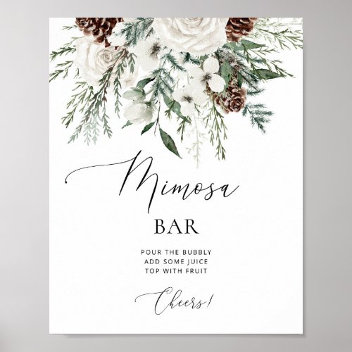 Elegant evergreen winter Mimosa bar Poster