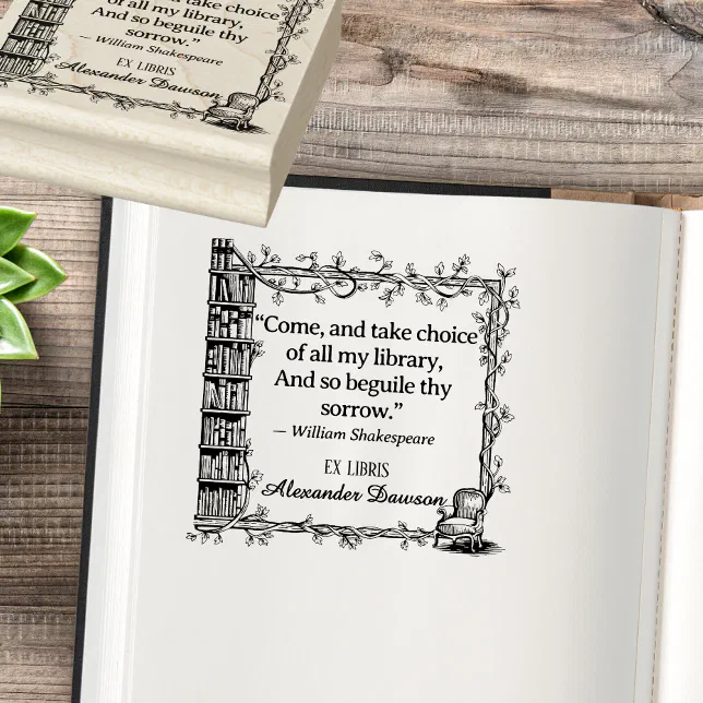 Ex Libris Library Rubber Stamp