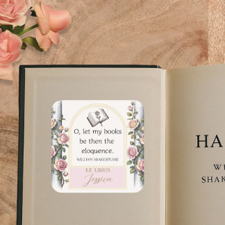 Elegant Ex Libris Watercolor Floral Bookplate