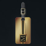 Elegant Executive Style - Gold Metal monogram Name Luggage Tag<br><div class="desc">Elegant Executive Style - Gold Metal monogram Name</div>