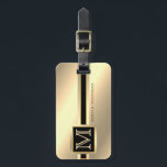 Elegant Executive Style - Gold Metal monogram Name Luggage Tag<br><div class="desc">Elegant Executive Style - Gold Metal monogram Name</div>