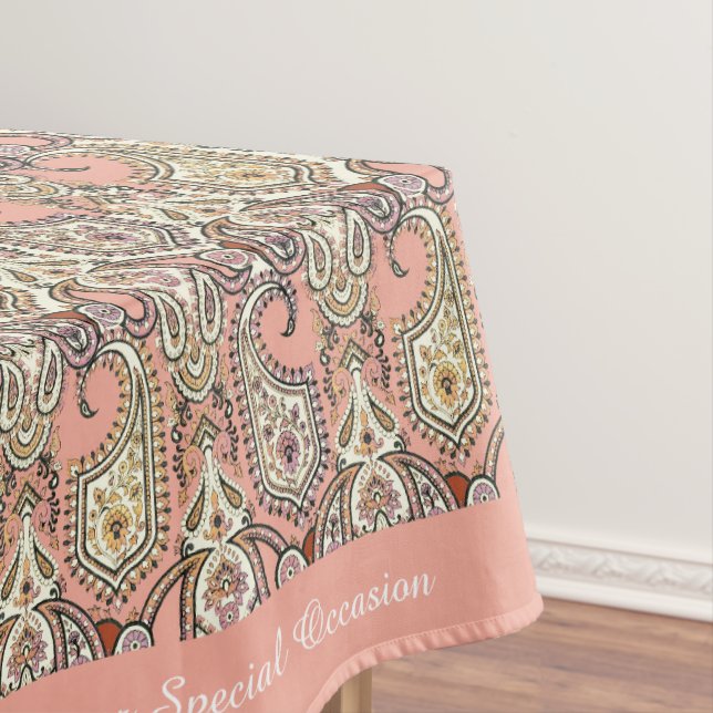 Elegant Exotic Pink Motif Design Personalized  Tablecloth (In Situ)