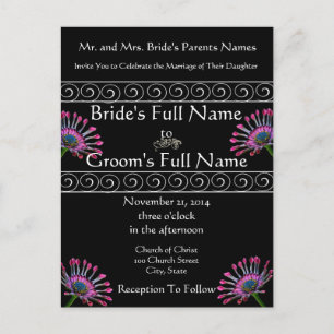 Elegant Exotic Purple Daisy Wedding Invitation