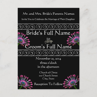Elegant Exotic Purple Daisy Wedding Invitation Postcard