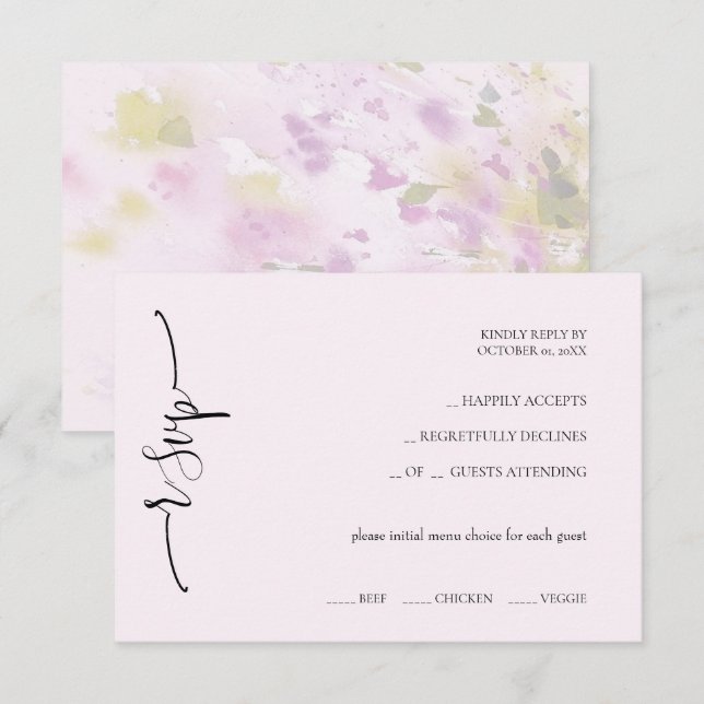 Elegant Exotic Soft Pink Calligraphy RSVP Card (Front/Back)