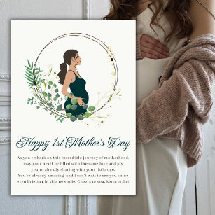 Elegant Expecting Mom Happy 1st Mother’s Day Holiday Card
