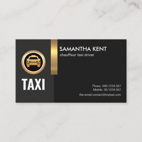 Elegant Exquisite Black Gold Stripe Taxi Driver Business Card