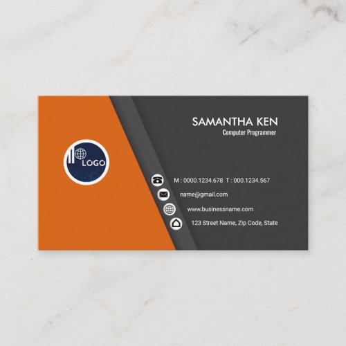 Elegant Exquisite Orange Programmer Business Card