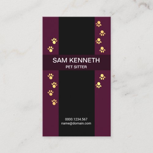 Elegant Exquisite Purple Pathways Gold Paw Prints Business Card