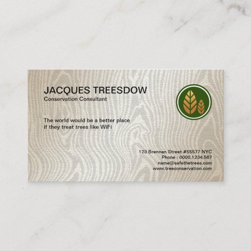 Elegant Exquisite Tree Wood Grain Conservationist Business Card