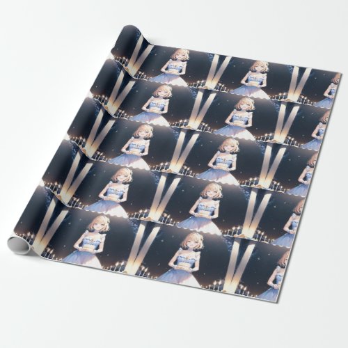 Elegant Extravaganza Anime Birthday Bliss Wrapping Paper