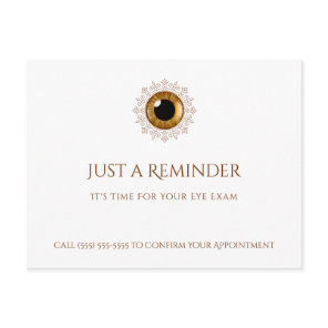 Elegant Eye Exam Gold Iris Appointment Reminder Postcard