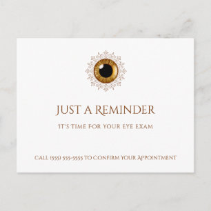 Elegant Eye Exam Gold Iris Appointment Reminder Postcard