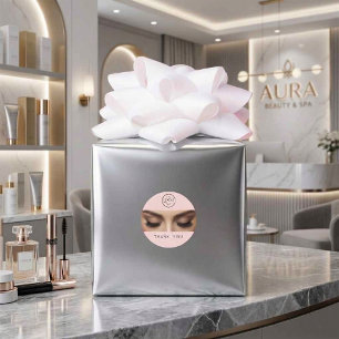 Elegant Eyelash Extension Makeup Artist Logo Classic Round Sticker