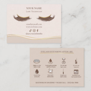 Elegant Eyelash Extensions Lash Aftercare Business Card