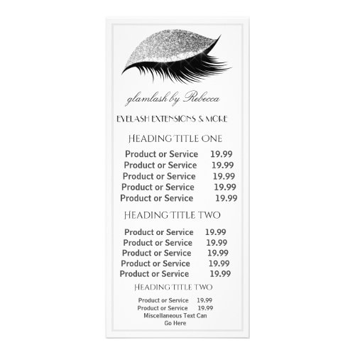 Elegant Eyelashes White  Pricing Service Rack Card