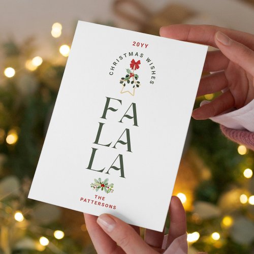 Elegant Fa La La Christmas Photo Personalized Holiday Card