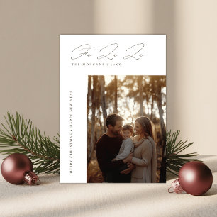 Elegant Fa La La Christmas Rustic Family Photo Holiday Card