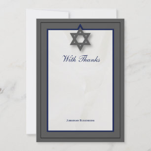 Elegant Fabric Bar Mitzvah Thank You in Gray Card