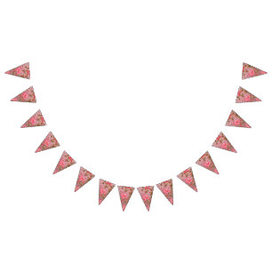 Elegant fabric design featuring intricate floral p bunting flags