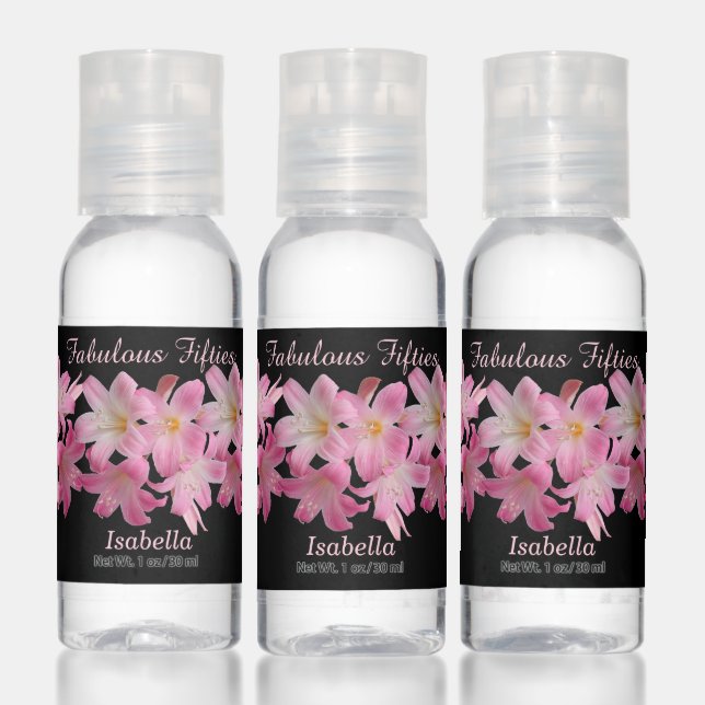 Elegant Fabulous 50th Birthday Favor Hand Sanitizer (Set)