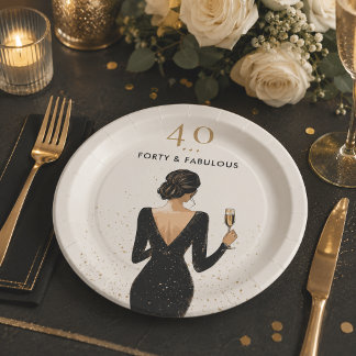 Elegant Fabulous Birthday Party Plate