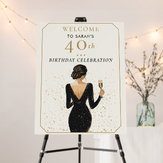 Elegant Fabulous Birthday Welcome Sign