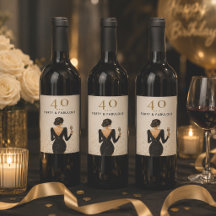 Elegant Fabulous Birthday Wine Label