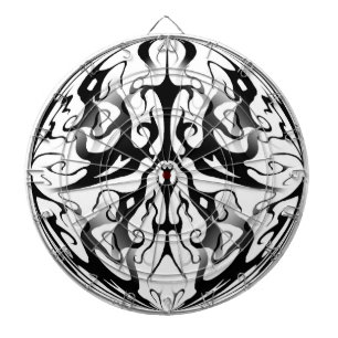 Elegant Face in Fire and Flames Tribal Design  Dartboard With Darts