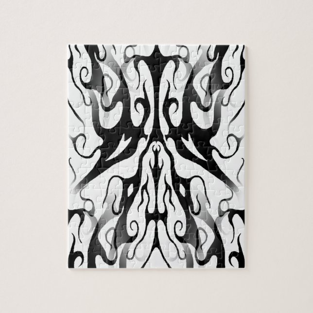Elegant Face in Fire and Flames Tribal Design  Jigsaw Puzzle (Vertical)