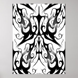 Elegant Face in Fire and Flames Tribal Design Poster