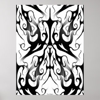 Elegant Face in Fire and Flames Tribal Design  Poster