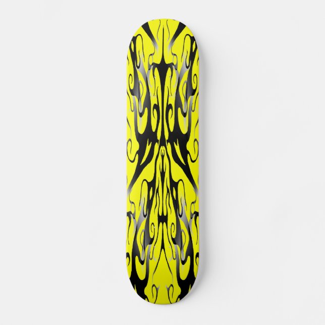 Elegant Face in Fire and Flames Tribal Design  Skateboard Deck (Front)