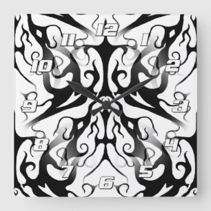Elegant Face in Fire and Flames Tribal Design Square Wall Clock