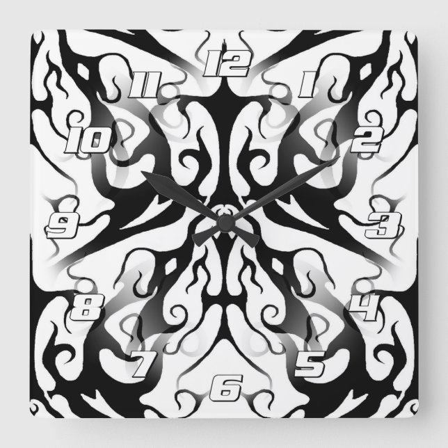 Elegant Face in Fire and Flames Tribal Design  Square Wall Clock (Front)