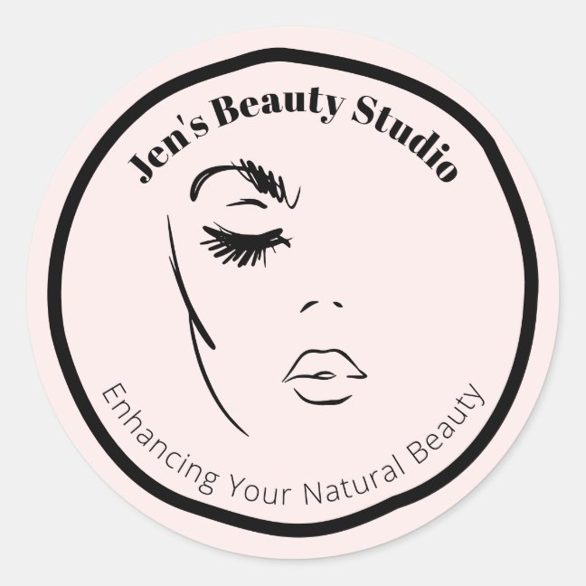 Elegant Face Outline Cosmetic Wellness Spa Classic Round Sticker