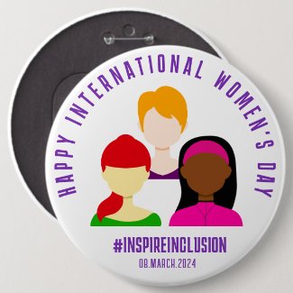 Elegant Faces International Women's Day March 8 Button