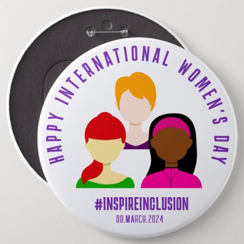 Elegant Faces International Womens Day March 8 Button