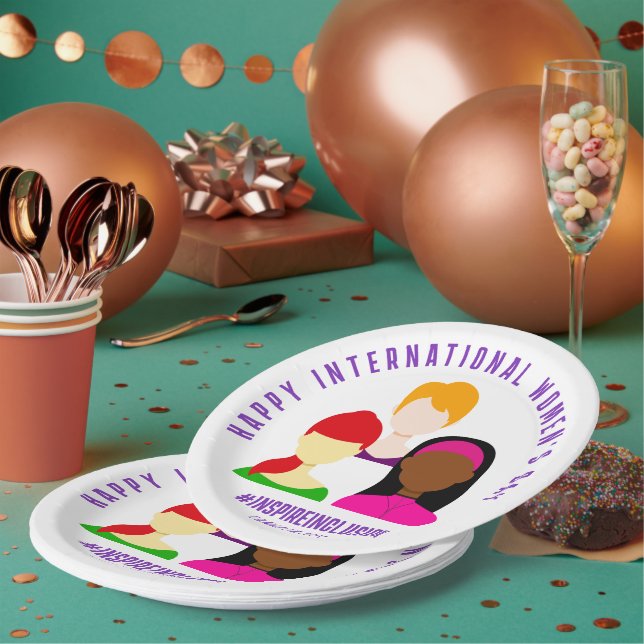 Elegant Faces International Women's Day March 8 Paper Plates (Multi)