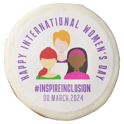 Elegant Faces International Women's Day March 8 Sugar Cookie (Front)