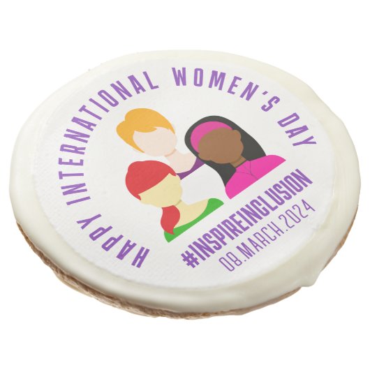 Elegant Faces International Women's Day March 8 Sugar Cookie (Angled)