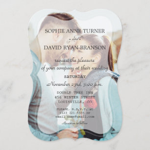 Elegant Faded Custom Photo Geometric Wedding Invitation