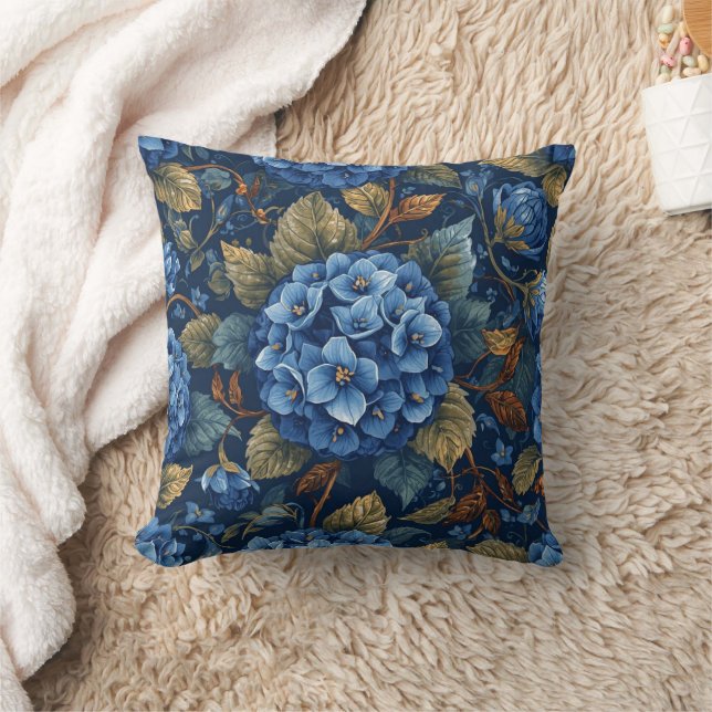 Elegant Faded Hydrangea Floral Pattern  Throw Pillow (Blanket)