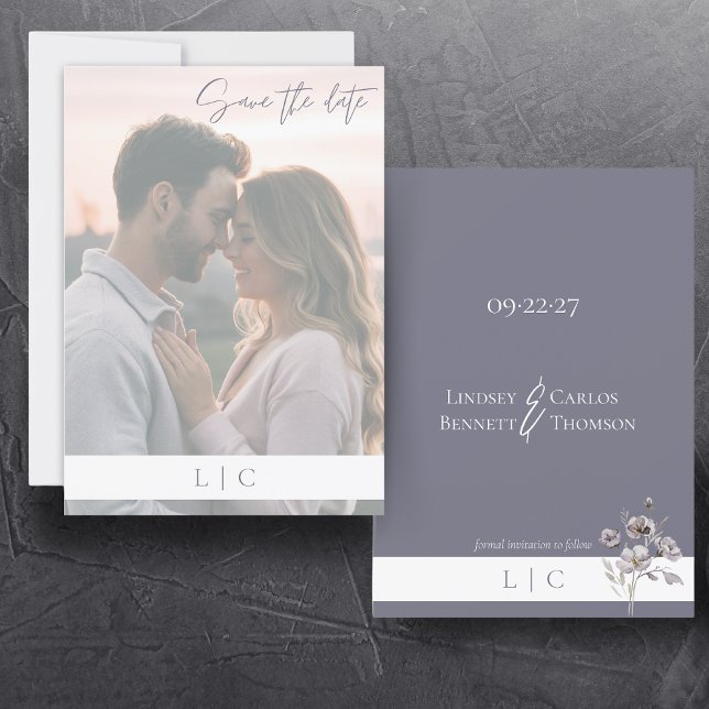 Elegant Faded Photo Caligraphy Gloomy Gray Save The Date (Creator Uploaded)